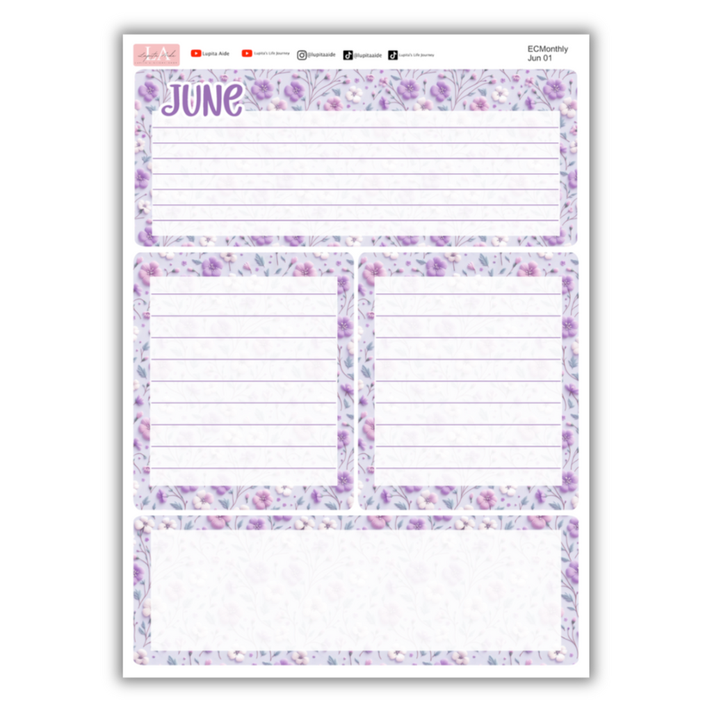 Lilac Bloom - Erin Condren Monthly Planner June