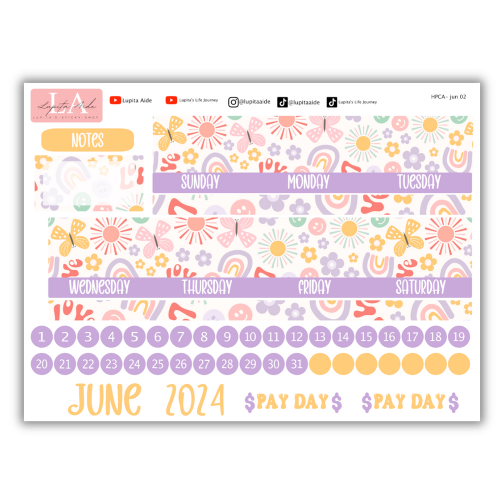 Summer Vive - Calendar Kit (Happy Planner) June
