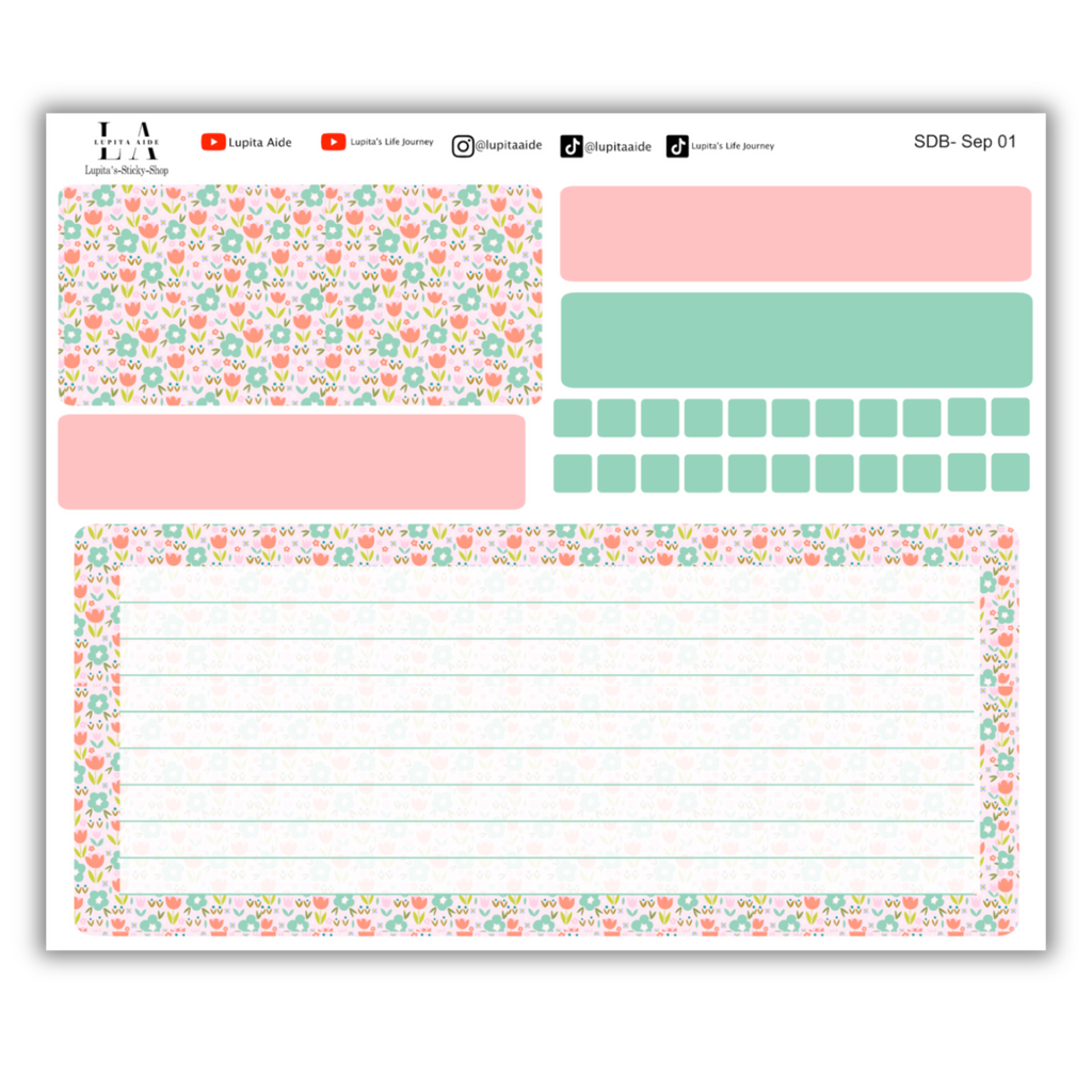 Floral - Erin Condren Life Planner Dash Board Kit September