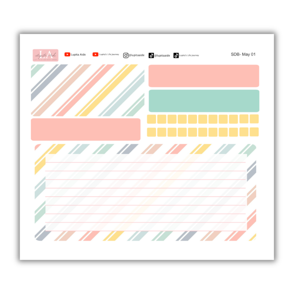 Bright Stripes - Erin Condren Dash Board Kit May 2024