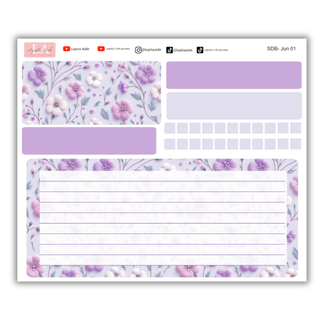 Lilac Bloom - Erin Condren Dash Board Kit June 2024