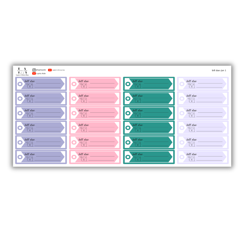 January Bill Due Stickers
