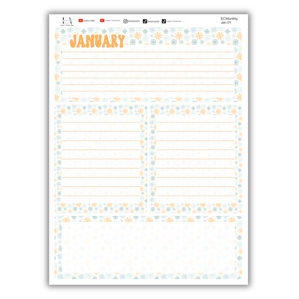 Snowflake Season - Erin Condren Monthly Planner January