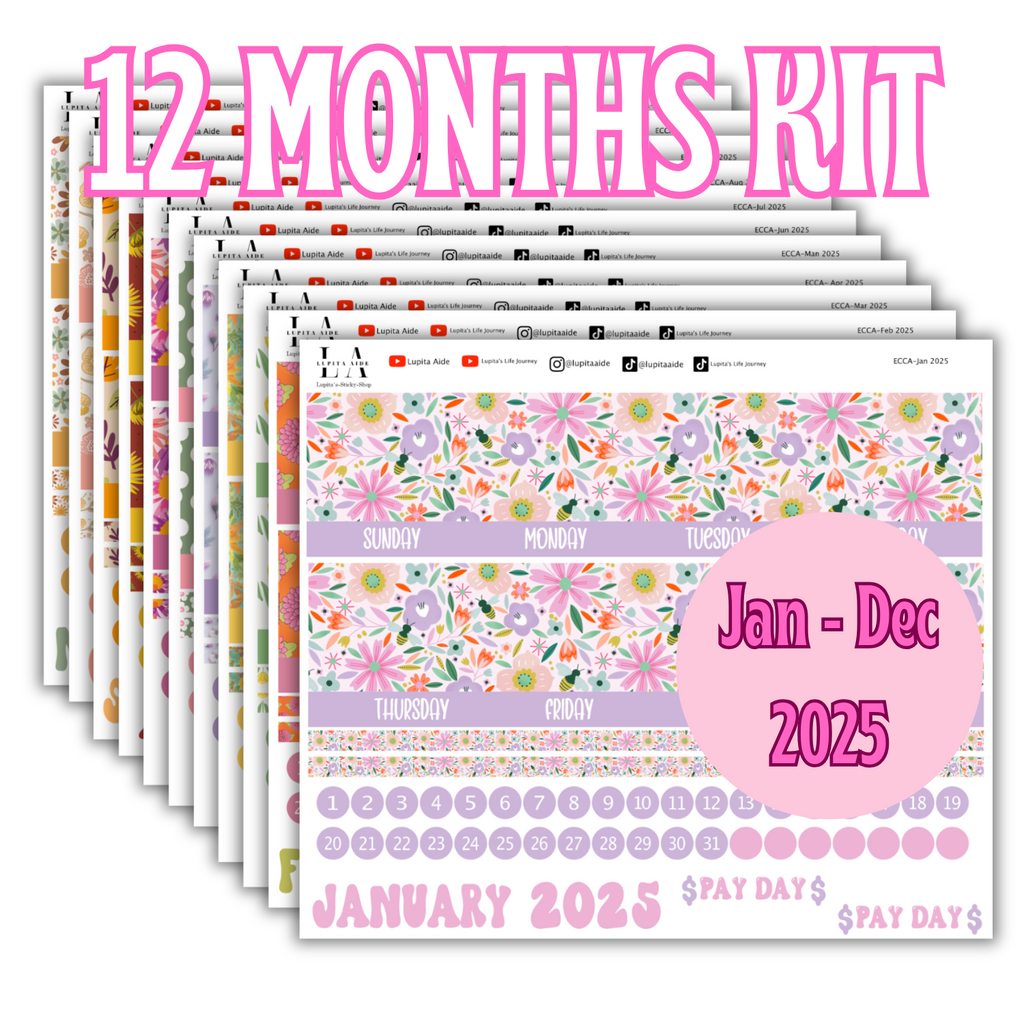 12 Month Erin Condren January-December 2025 Calendar Kits