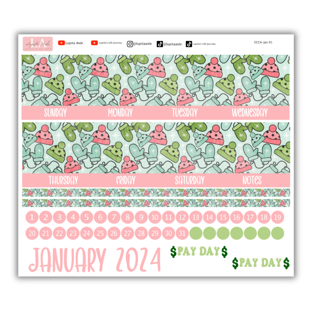 Winter - Calendar Kit Erin Condren Planner / January