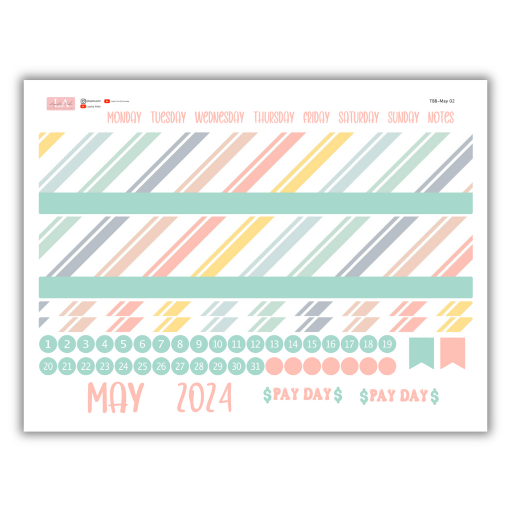 Bright Stripes - The Budget Mom BBP Book Planner May