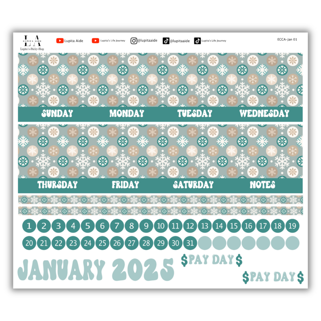 Winter Season - Calendar Kit Erin Condren Planner / January 2025