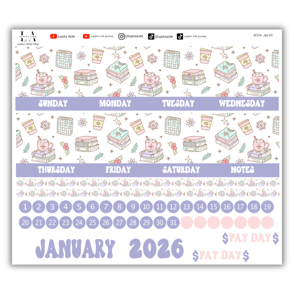 Booked & Cozy - Calendar Kit Erin Condren Planner / January