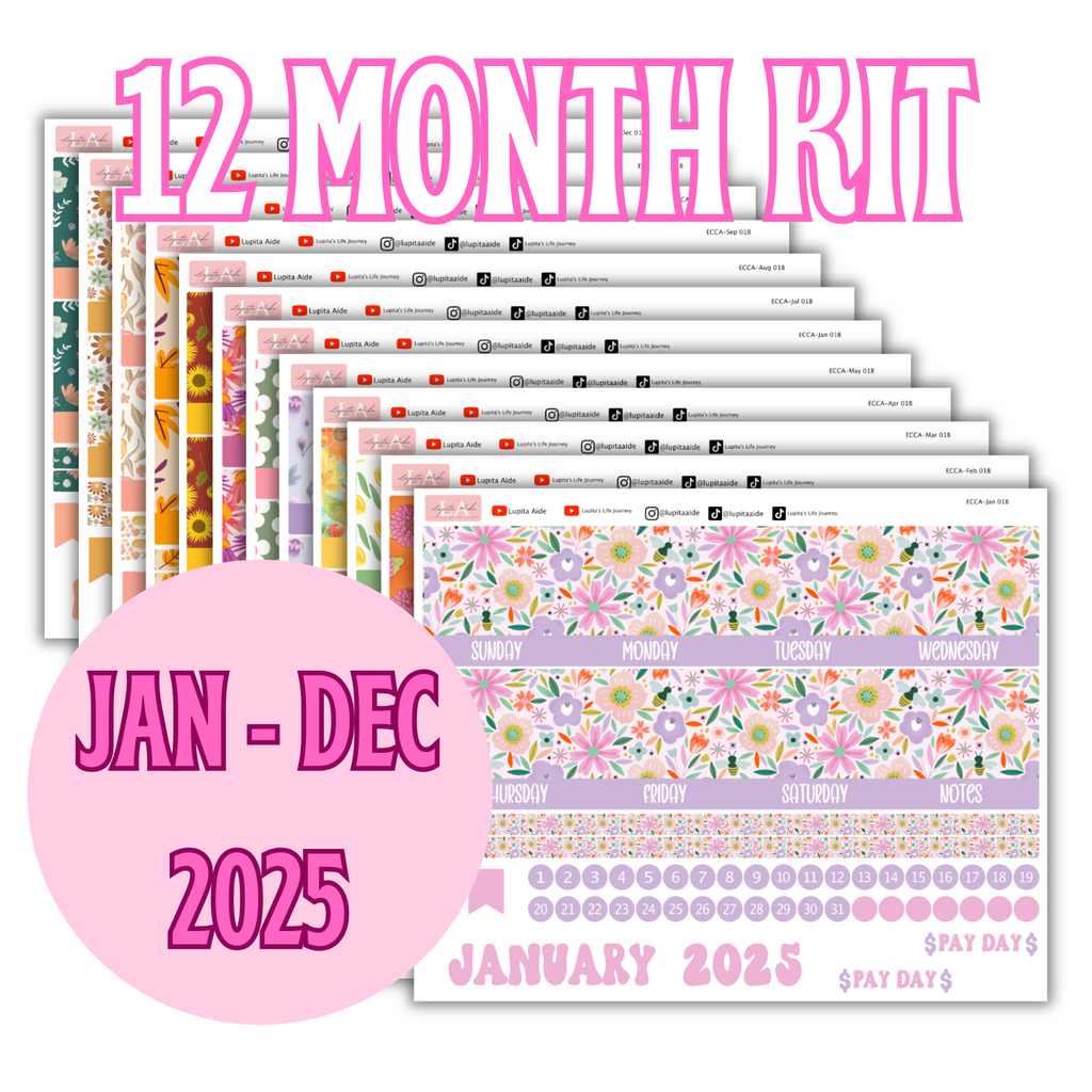 12 Month Erin Condren January-December 2025 Calendar Kits 8.5 x 11