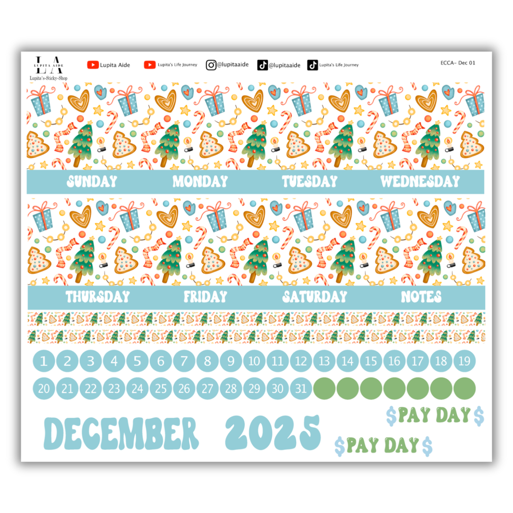 Christmas Spirit - Calendar Kit Erin Condren Planner / December