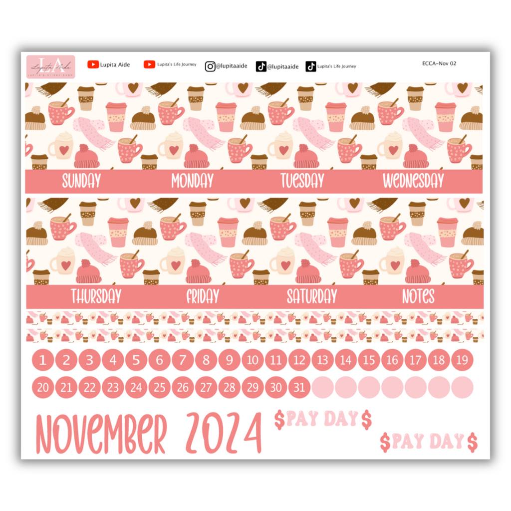 Warm Holiday Season - Calendar Kit Erin Condren Planner / November