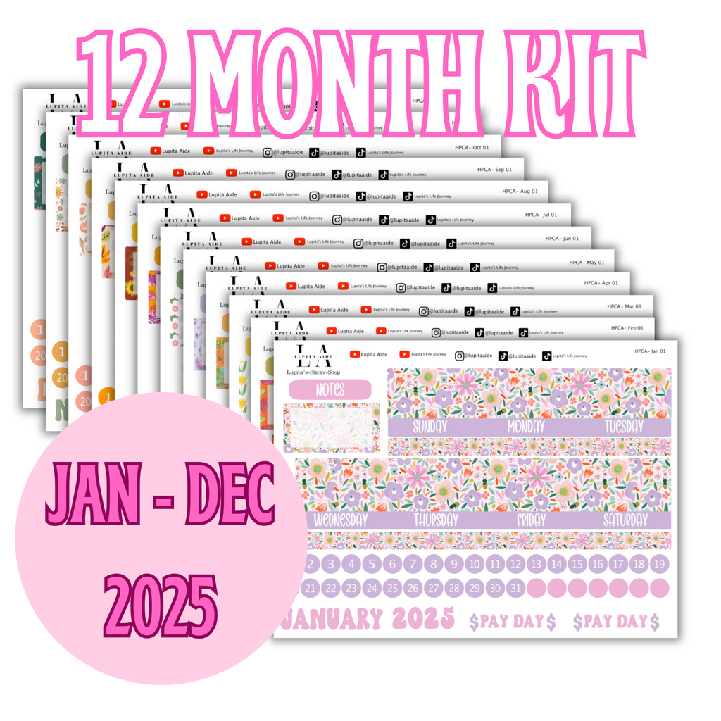 12 Month Happy Planner Jan-Dec 2025 Calendar Kits