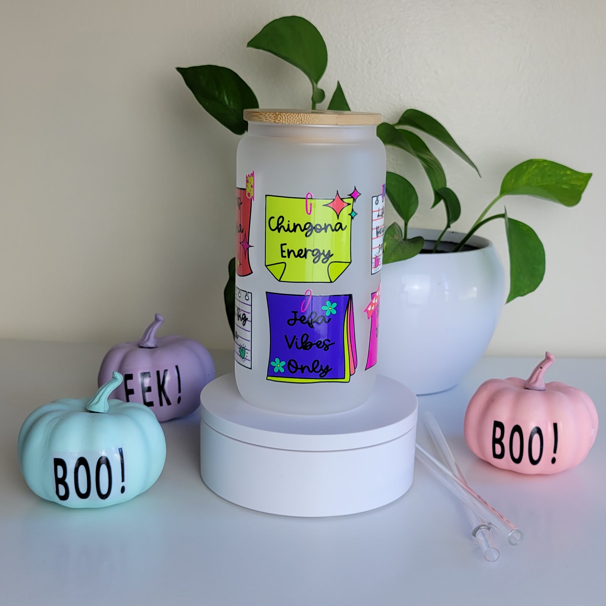 Bonita and Blessed - Spanglish Affirmations - Frosted UVDTF Glass Cup