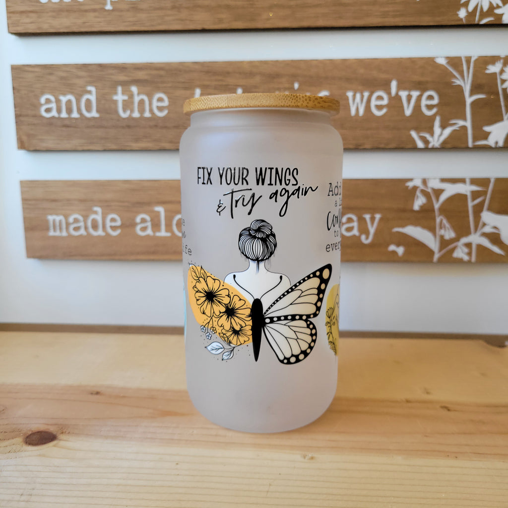 CREATED WITH A PURPOSE - Frosted UVDTF Glass Cup – Lupita's-Sticky
