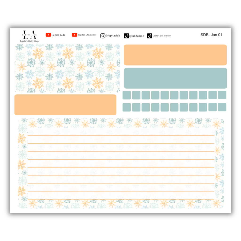 Snowflake Season - Erin Condren Life Planner Dash Board Kit January 2025