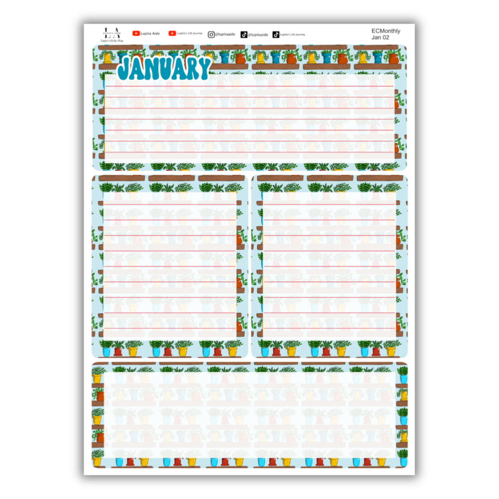 Plantitas - Erin Condren Monthly Planner January