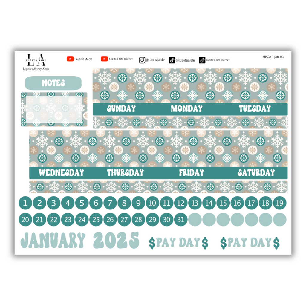 Winter Season - Happy Planner Calendar Kit January 2025