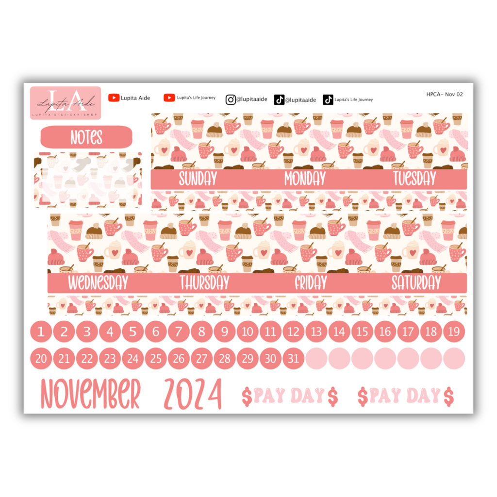 Warm Holiday Season - Calendar Kit (Happy Planner) November