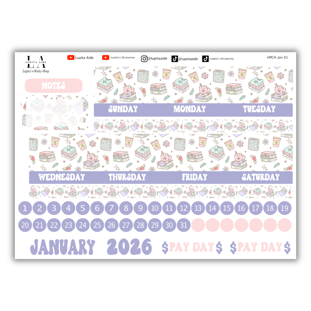 Booked & Cozy - Happy Planner Calendar Kit January