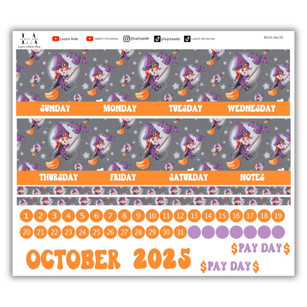 Witchy Witch - Calendar Kit Erin Condren Planner / October 2025