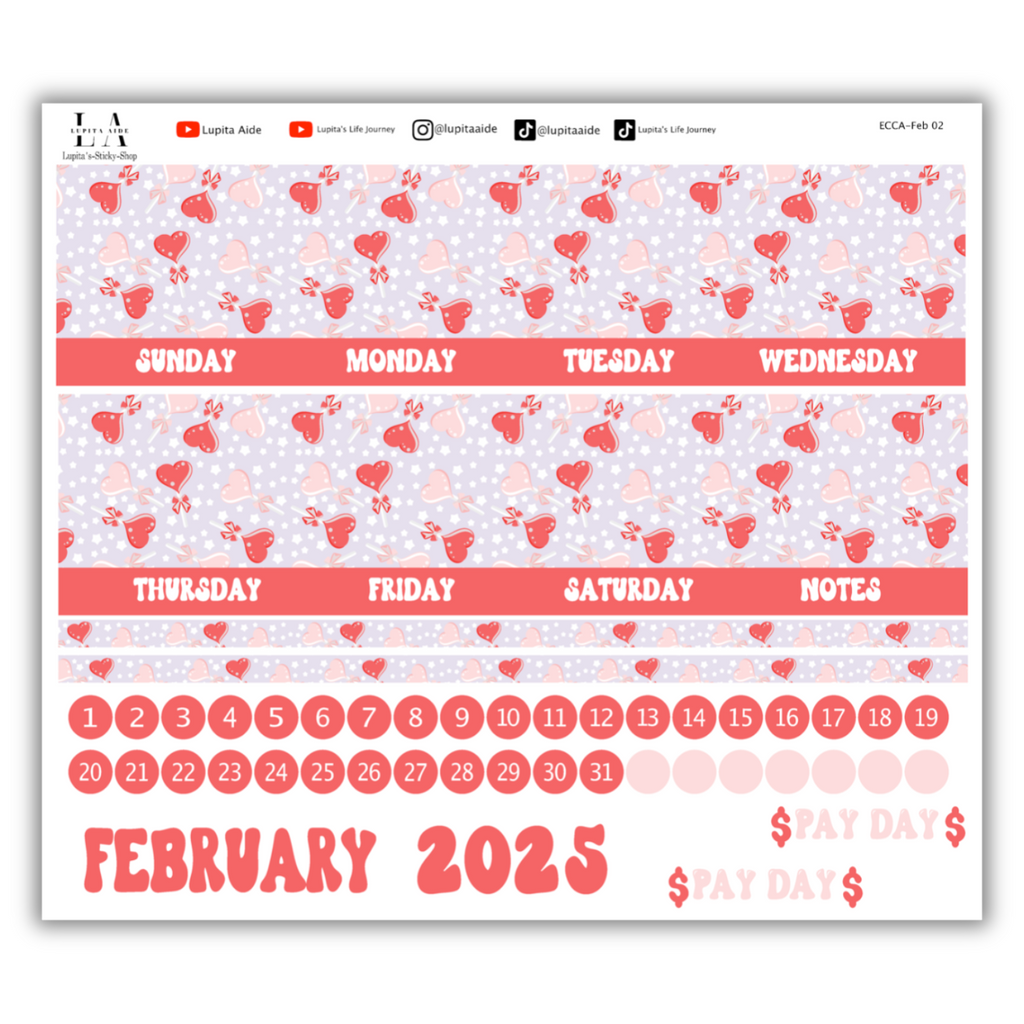 My Love - Calendar Kit Erin Condren Planner / February 2025