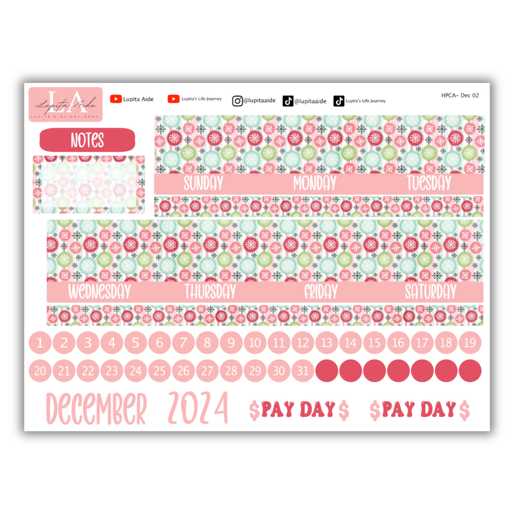 Snowflake - Calendar Kit (Happy Planner) December