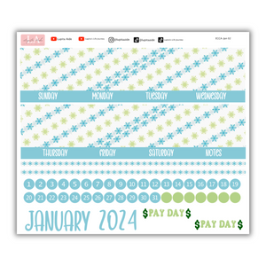 Snow Flakes - Calendar Kit Erin Condren Planner / January