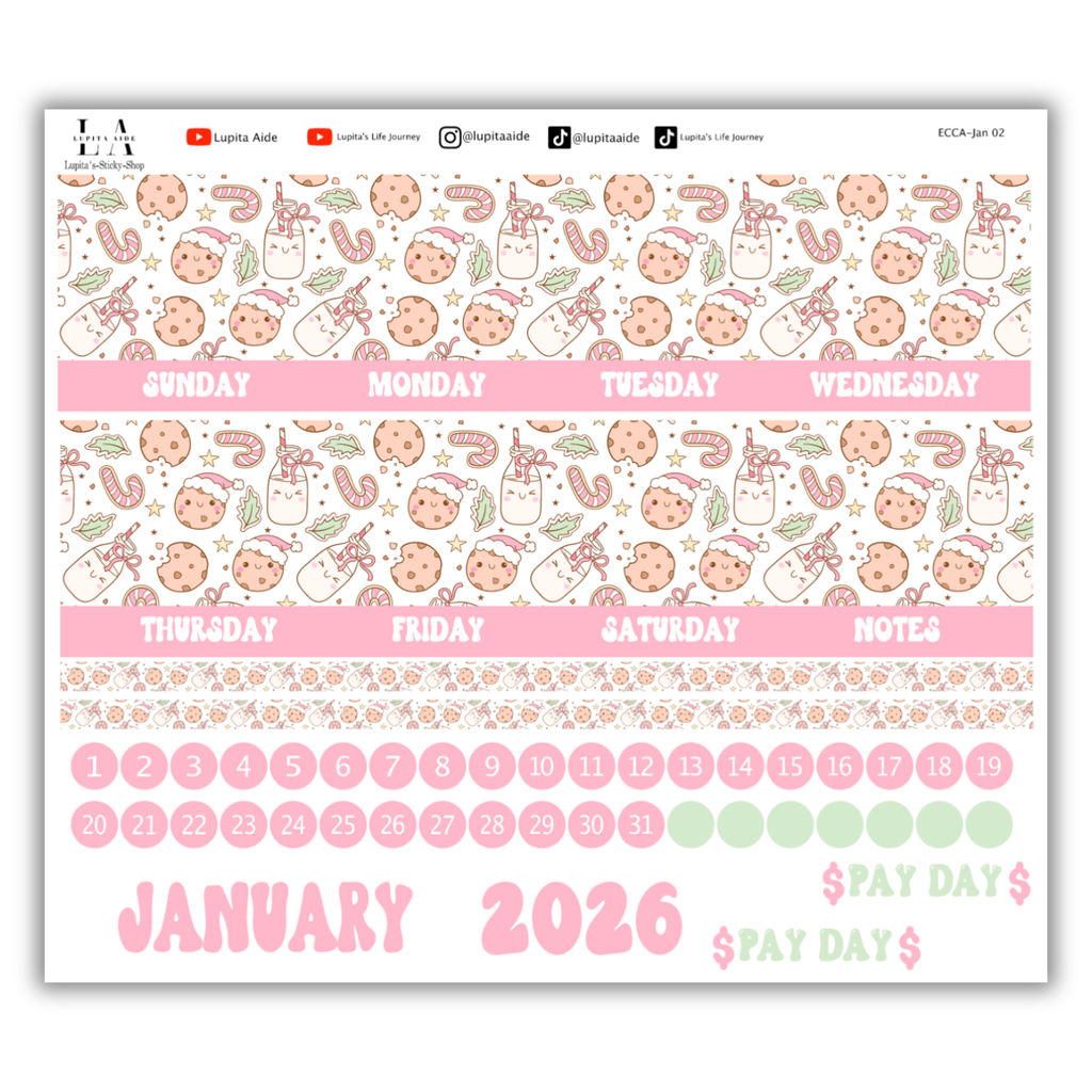Milk & Cookies - Calendar Kit Erin Condren Planner / January