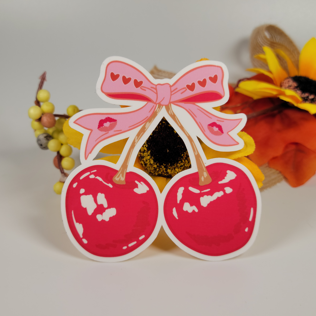 Bow & Cherry Sticker