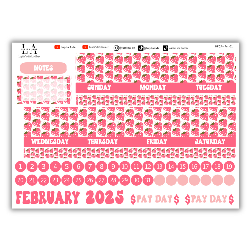 Strawberry - Happy Planner Calendar Kit February