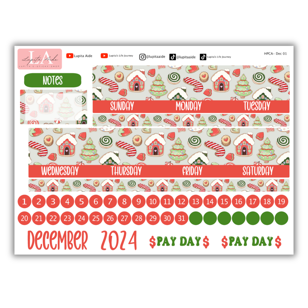 Gingerbread Land - Calendar Kit (Happy Planner) December