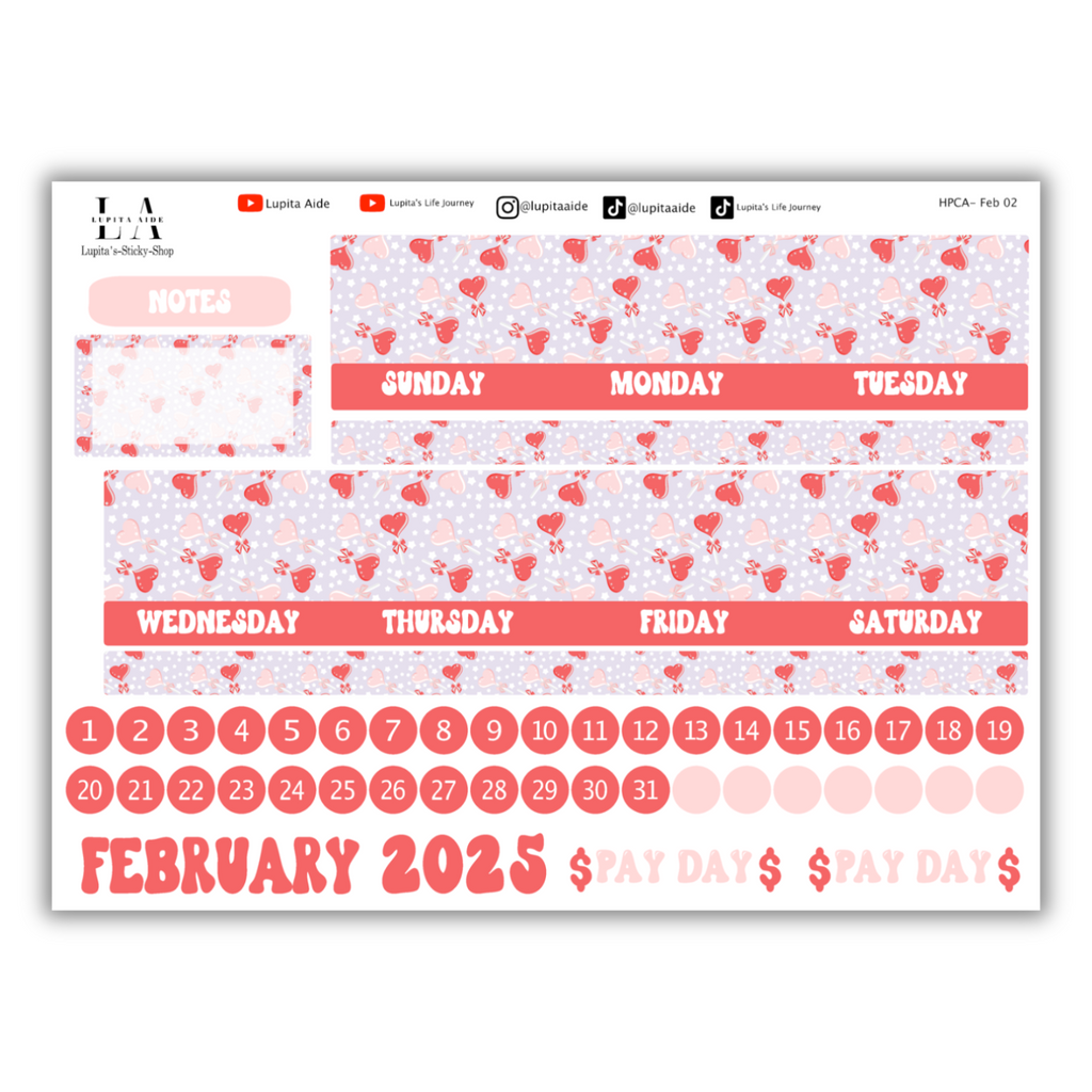 My Love - Happy Planner Calendar Kit February 2025