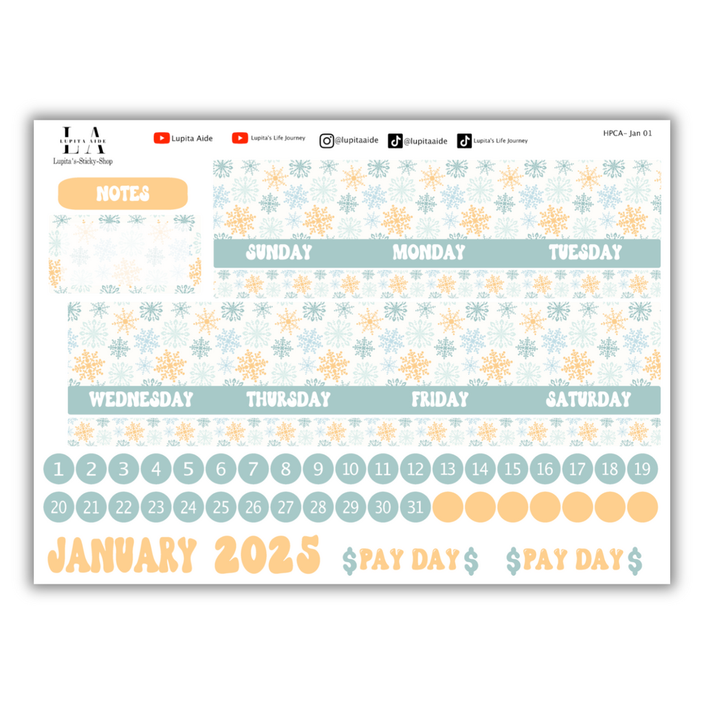 Snowflake Season - Happy Planner Calendar Kit January 2025