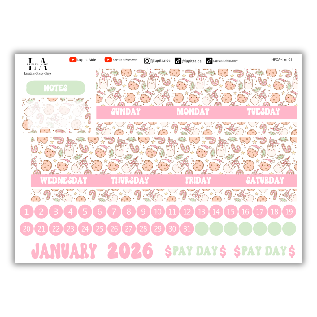 Milk & Cookies - Happy Planner Calendar Kit January