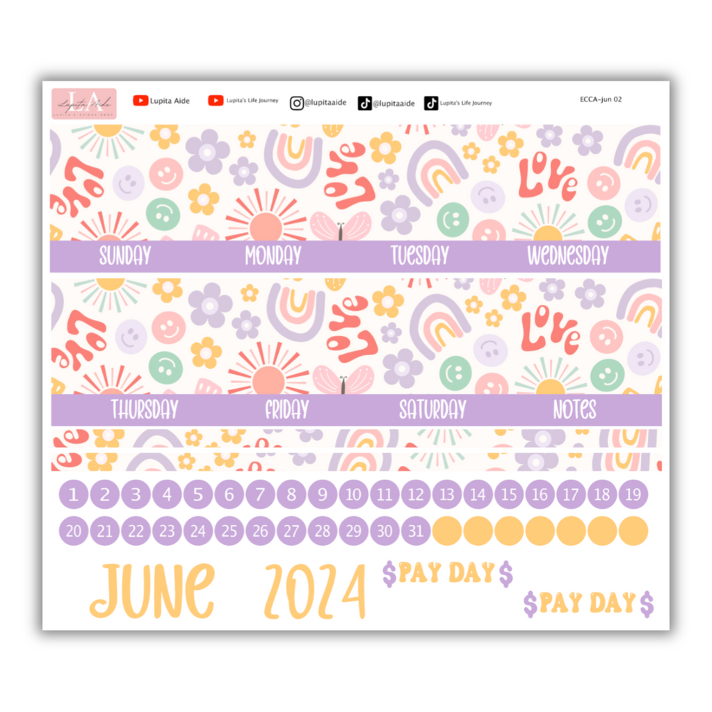 Summer Vive - Calendar Kit Erin Condren Planner / June
