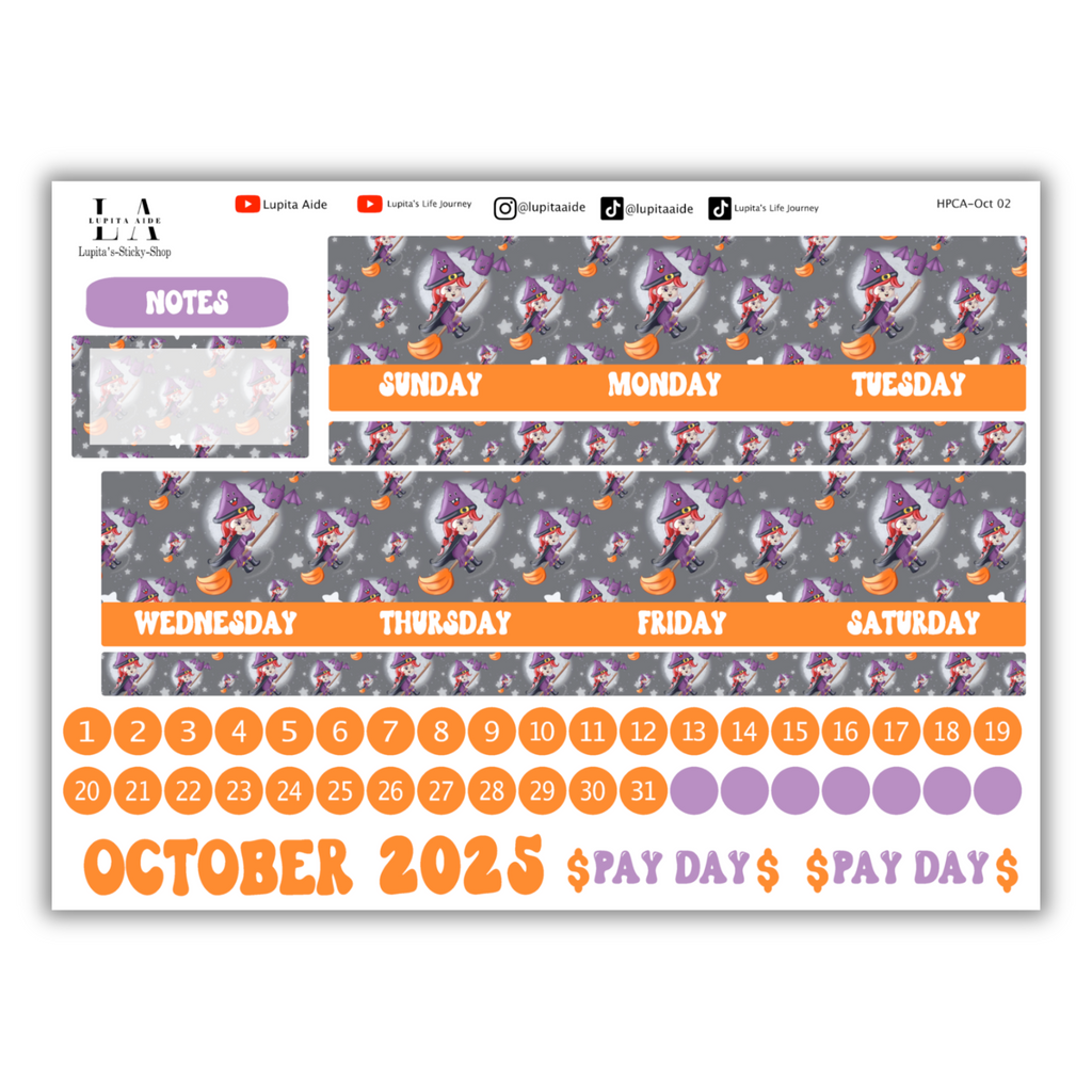Witchy Witch - Happy Planner Calendar Kit October