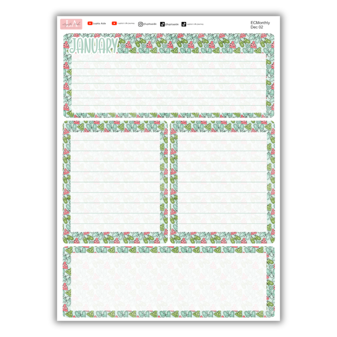 Winter - Erin Condren Monthly Panner January – Lupita's-Sticky-Shop