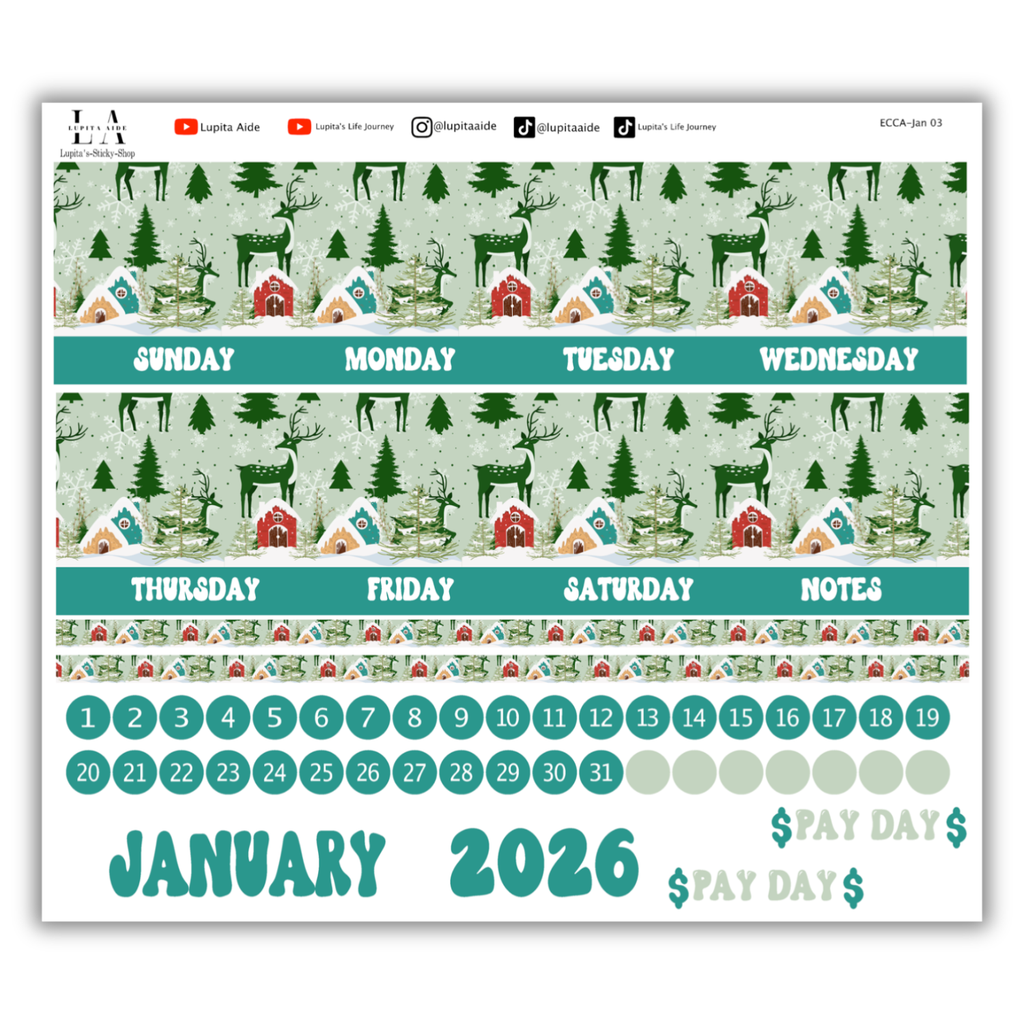 Winter - Calendar Kit Erin Condren Planner / January