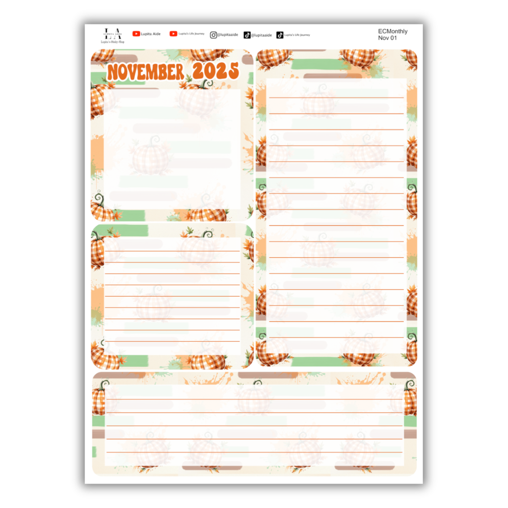 Pumpkin Splash - Erin Condren Monthly Planner November