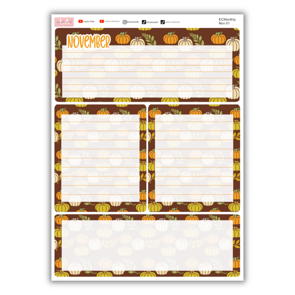 Fall-In Pumpkins - Erin Condren Monthly Planner November