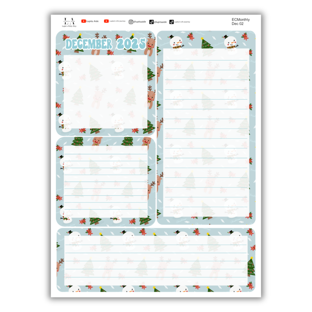 Deer Snowman - Erin Condren Monthly Planner December