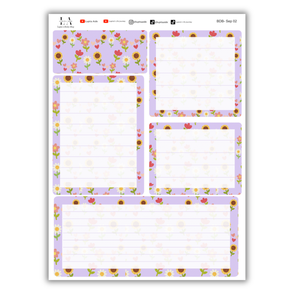 Sunflower - Erin Condren Life Planner Dash Board Kit September