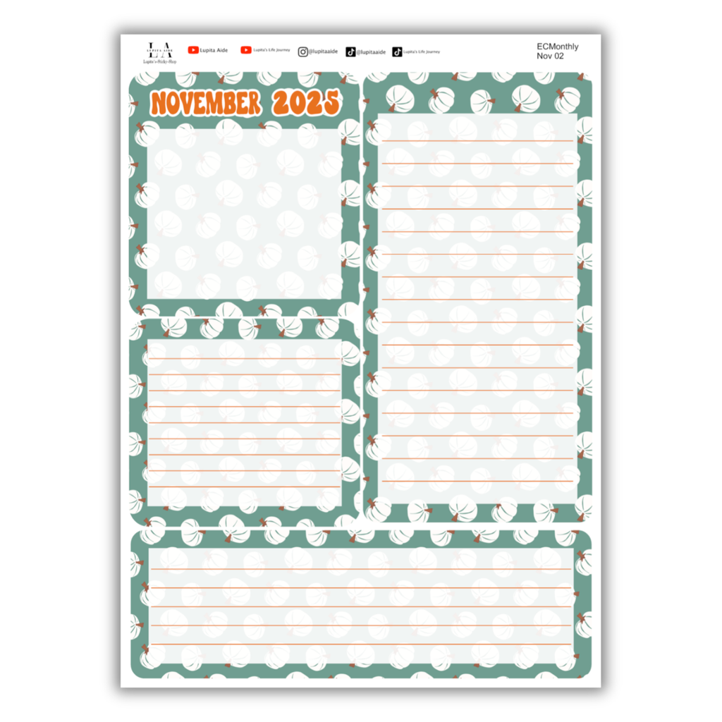 Pumpkin Fall - Erin Condren Monthly Planner November