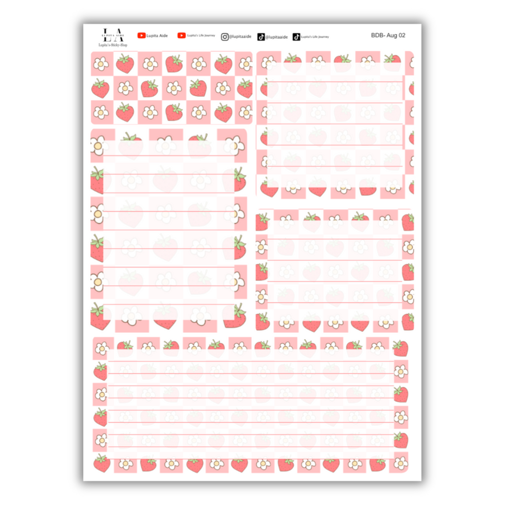 Strawberry - Erin Condren Life Planner Dash Board Kit August