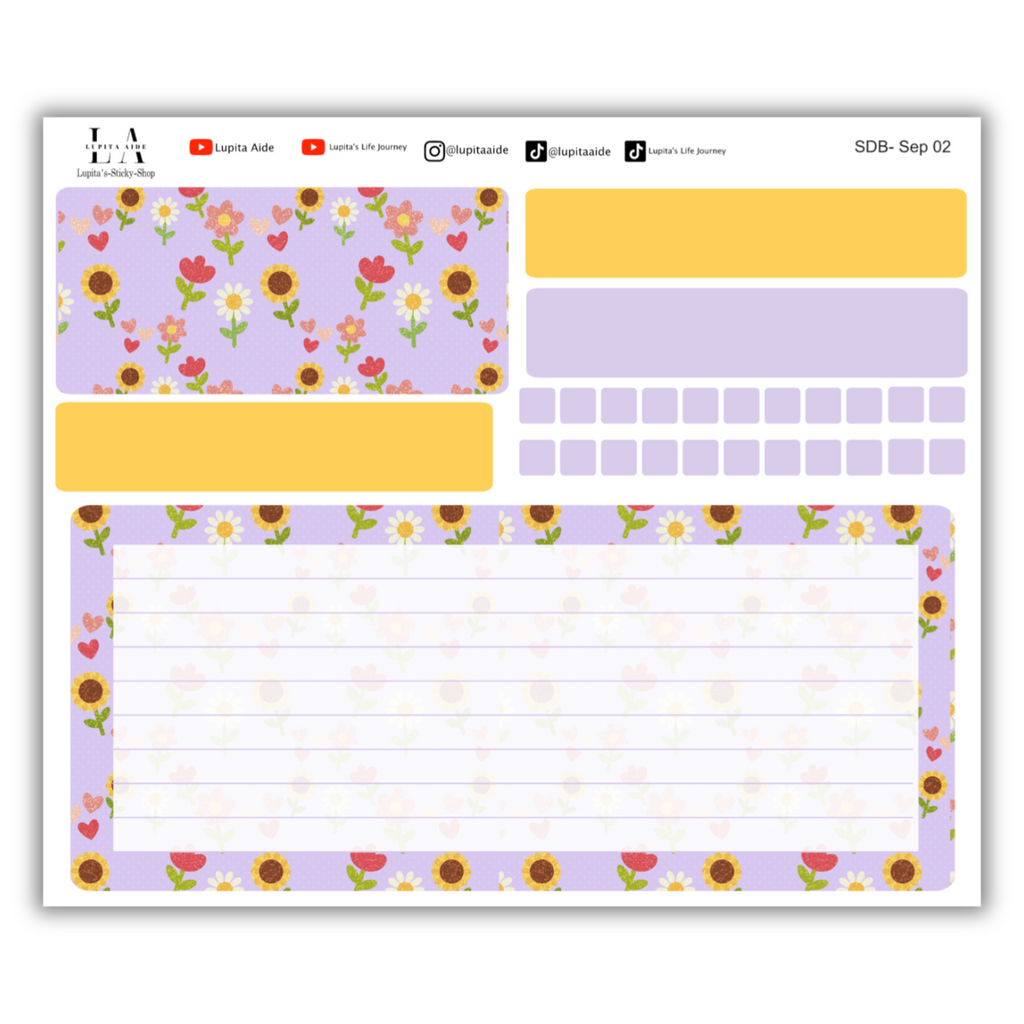 Sunflower - Erin Condren Life Planner Dash Board Kit September