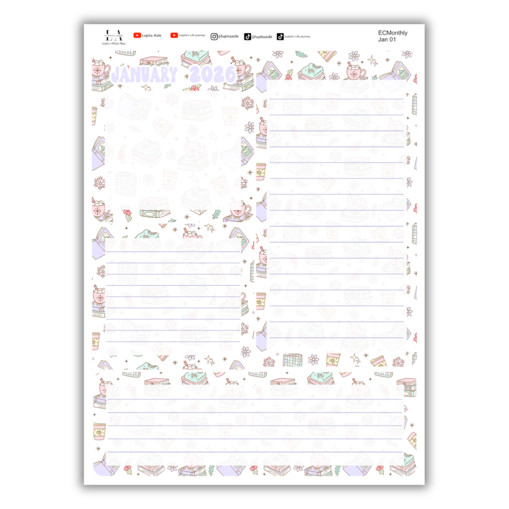 Booked & Cozy - Erin Condren Monthly Planner January