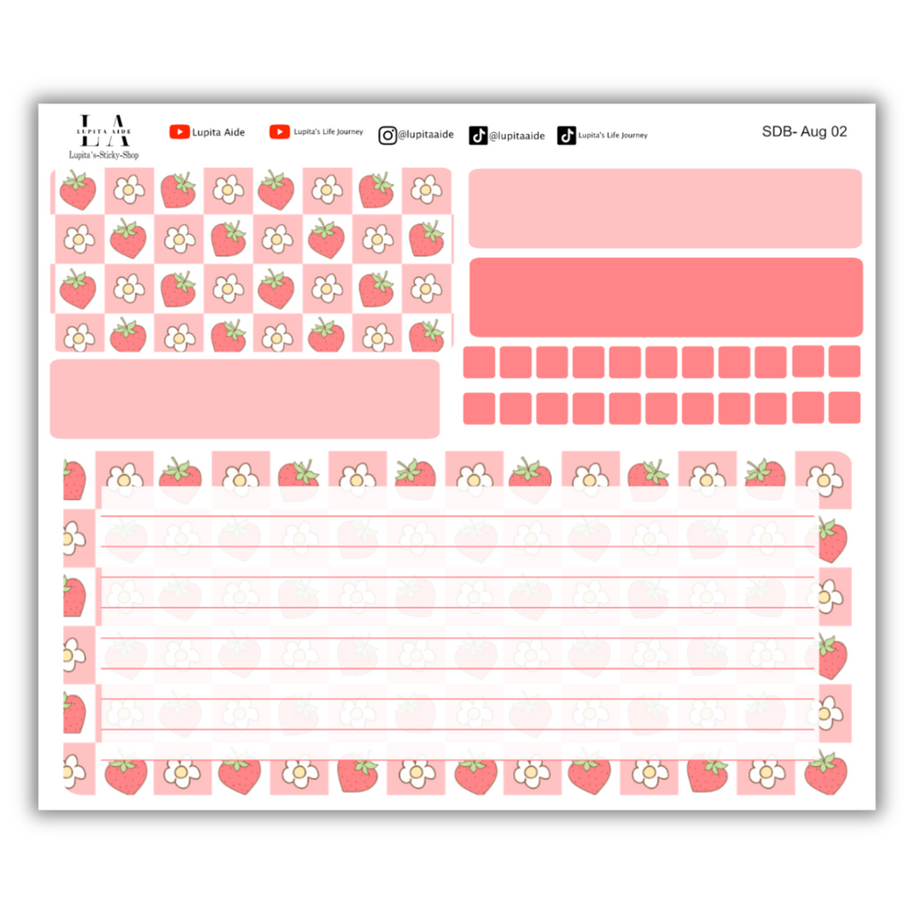 Strawberry - Erin Condren Life Planner Dash Board Kit August