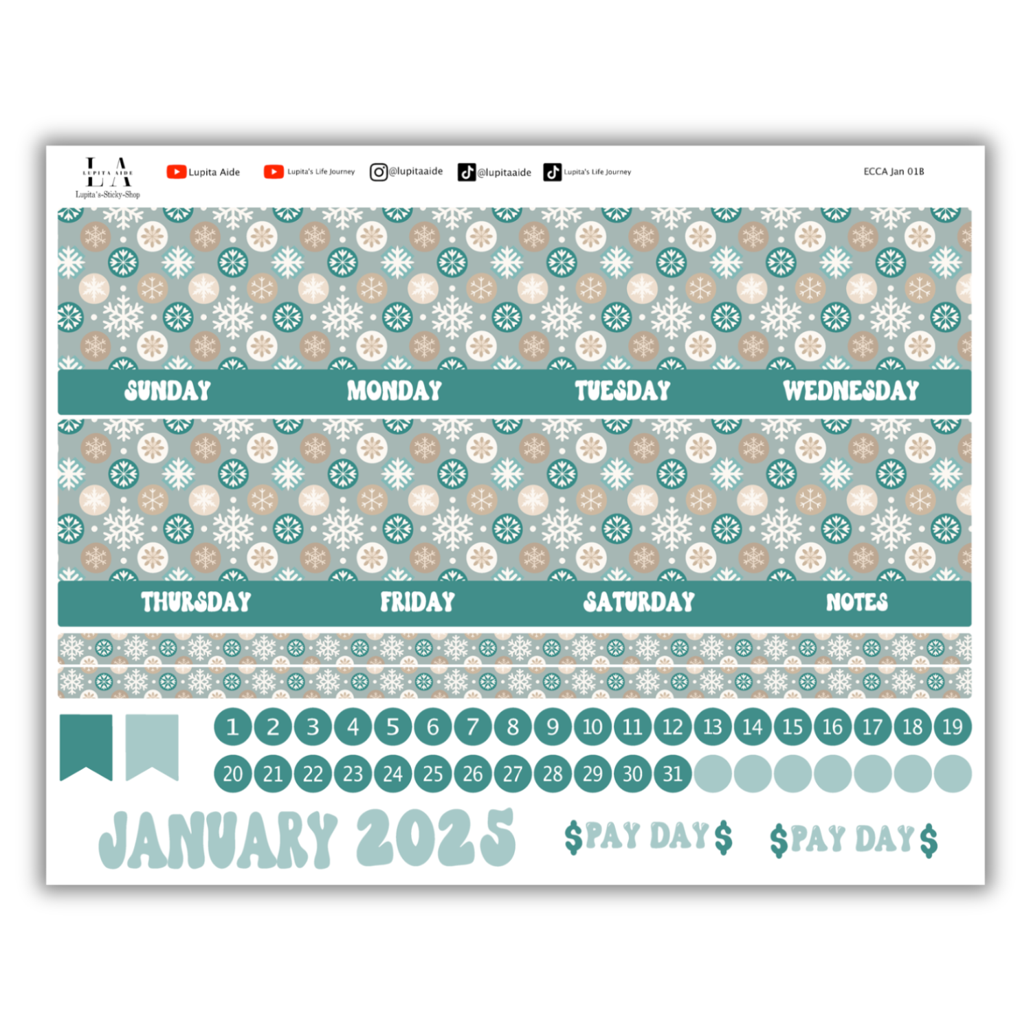 Winter Season - Calendar Kit Erin Condren Planner / January 2025