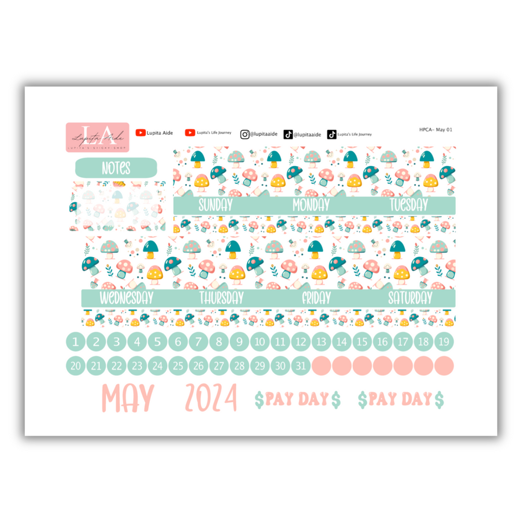 Mushroom Kingdom - Calendar Kit (Happy Planner) May