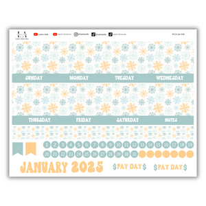 Snowflakes Season - Calendar Kit Erin Condren Planner / January 2025